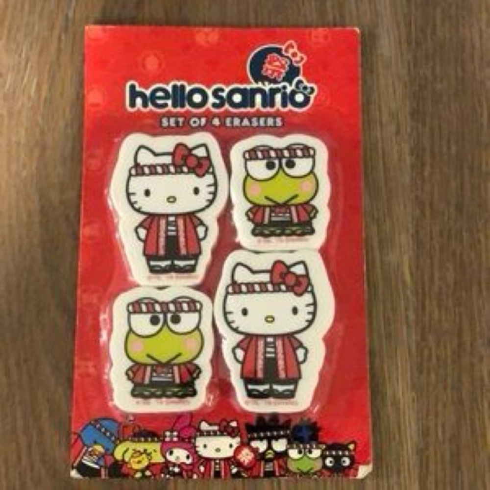 New Hello Kitty Sanrio Kids Set Of 4 Erasers For School Home Classroom Kerropi